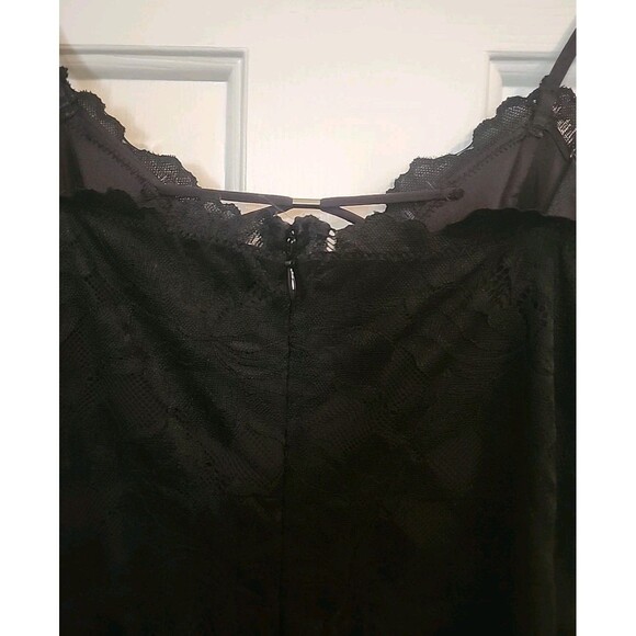Guess Slip Dress Black Medium Mini Lacy Lined Adjustable Straps Sexy Wimsigoth - Picture 4 of 11